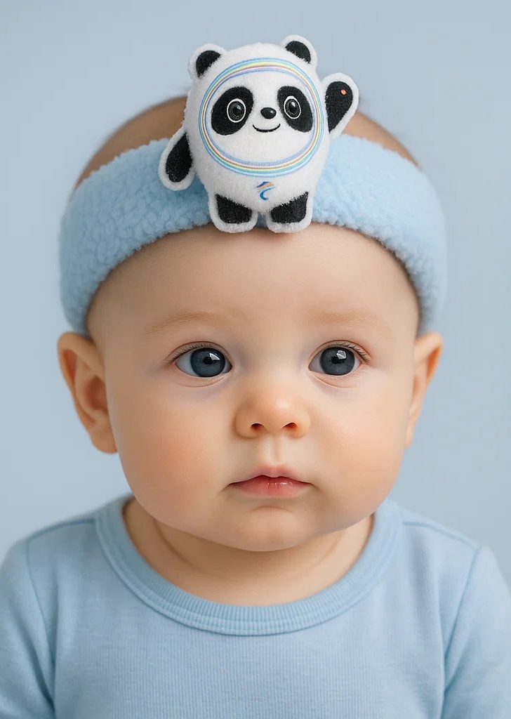 Bing Dwen Dwen Baby Headband – Plush Winter Olympic Panda Hairband